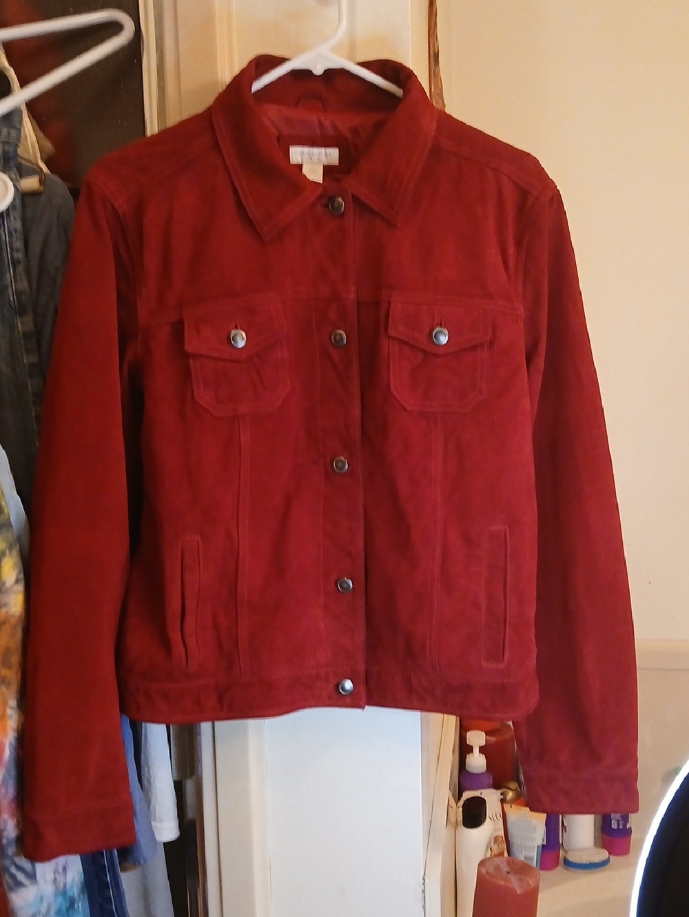 Charter Club Red Suede Jacket,women's Sz PETITE